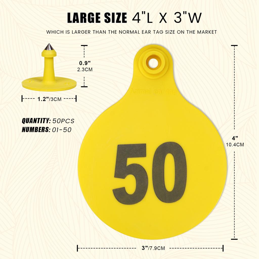 50Pcs Livestock Cow Cattle TPU Ear Tag Signs With Word Ear Tags 01-50 TPU Precision Ear Tags Farm Animal Identification Card