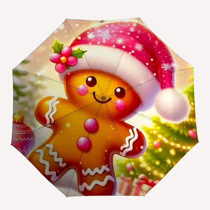 

1pc Gingerbread Man Christmas Automatic Folding Umbrella - Portable Collapsible 8-Rib Umbrella for All Seasons yy251119194