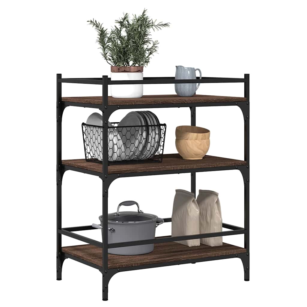 Kitchen Trolley Brown Oak Effect 65 x 40 x 86.5 cm Engineered Wood