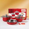 Le Chu He Li Red Stainless Steel 3-Piece Cookware Set