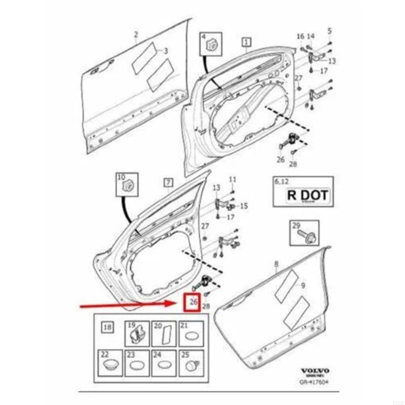 2025 New Front Door Hinge Door Limiter for S90 V90 MK2 17-24 31689103 Replacement Part