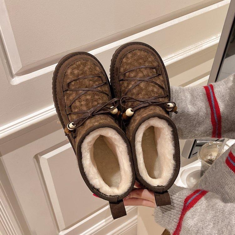 

Fried chicken versatile [gingerbread house small heater] thick-soled velvet snow boots winter one-pedal cotton shoes shoes women 40 кофейный