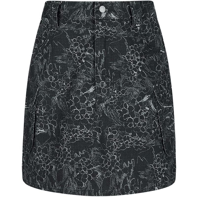 JNBY 2025 Autumn Floral Print A-Line Mini Skirt