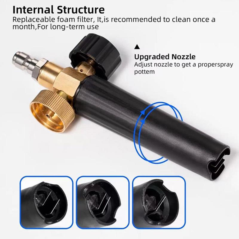 Adjustable Car Wash Foam Gun 1L Capacity 1/4 Quick Connector High Pressure for Personal Auto Care Use