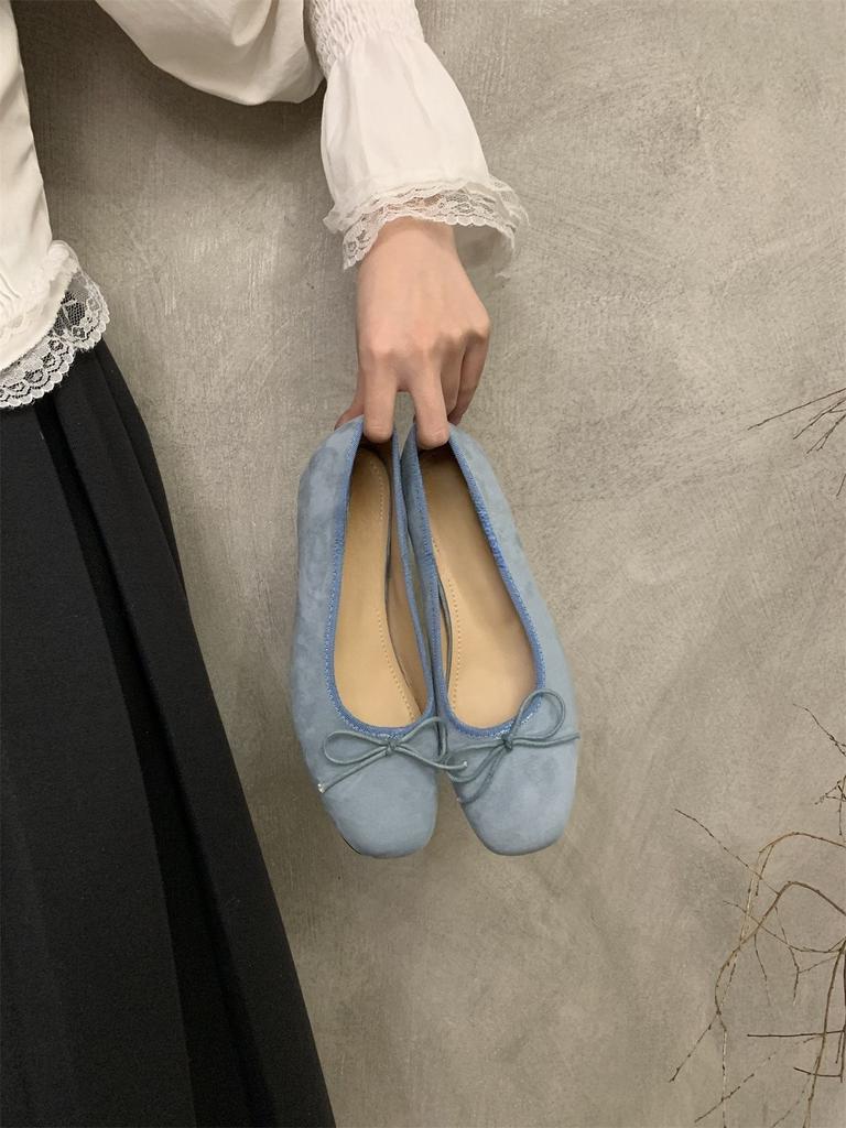 Inner Heightening Single Shoes Women's New Low-heeled Mary Jane Shoes Suede Red Soft-soled Grandma Shoes