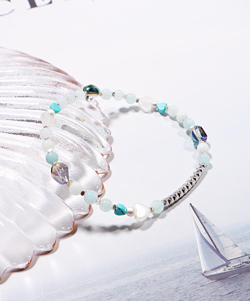 Polalita Ocean Heart Aquamarine Bracelet (Plt-Br-142_Skb)