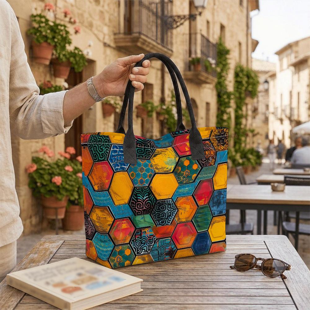Colorful Geometric Tote Bag Casual Daily Shoulder Bag for Shopping Travel Commute