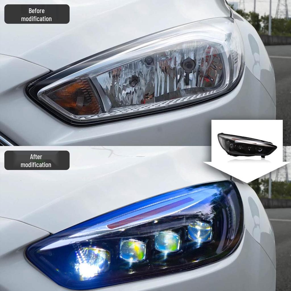 15-18 Ford Focus LED Headlight Assembly with Crystal Lens, DRL, and Flowing Turn Signals