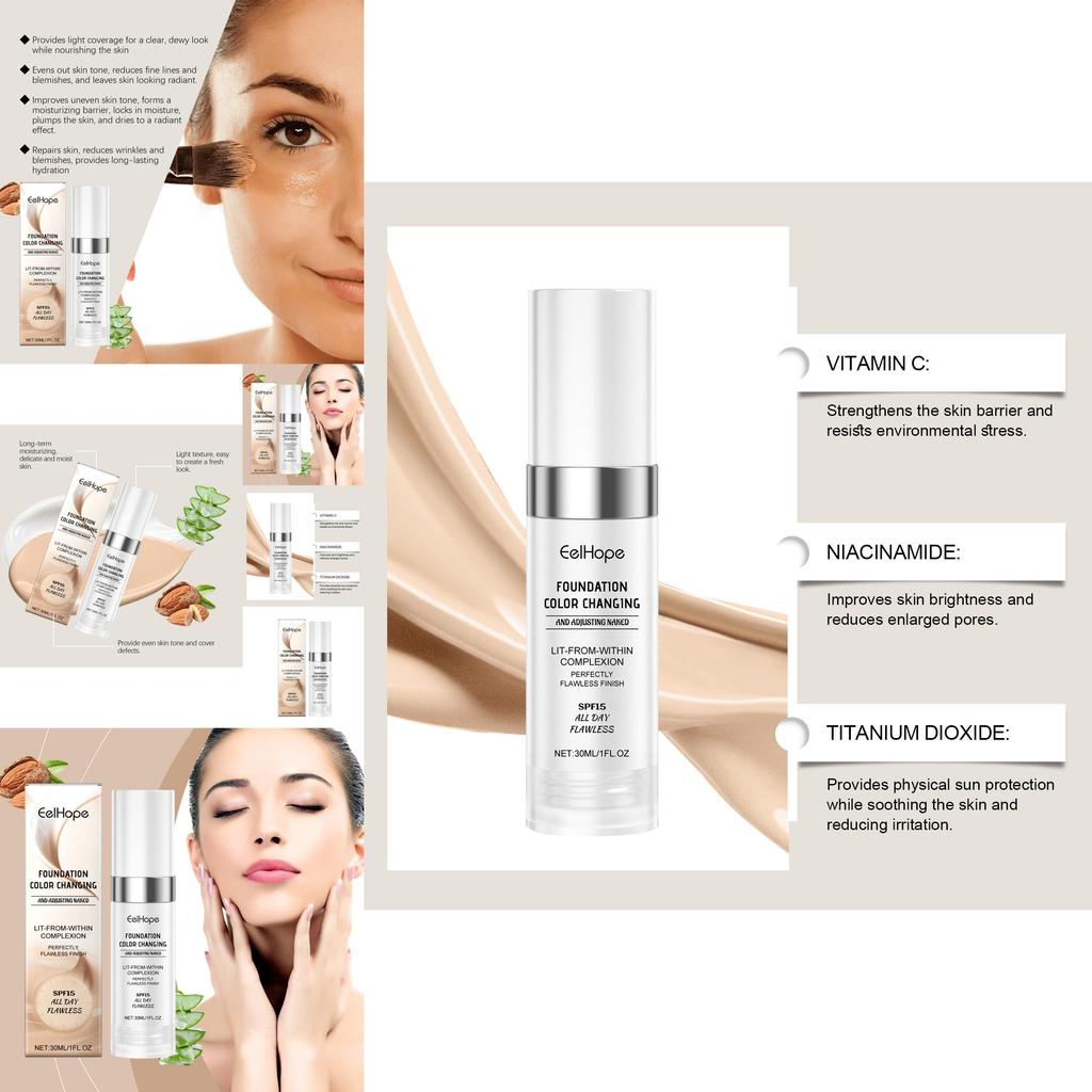 Eelhope Temperaturwechselnde Concealer Foundation Leicht Feuchtigkeitsspendend 30ml Für Alle Hauttypen
