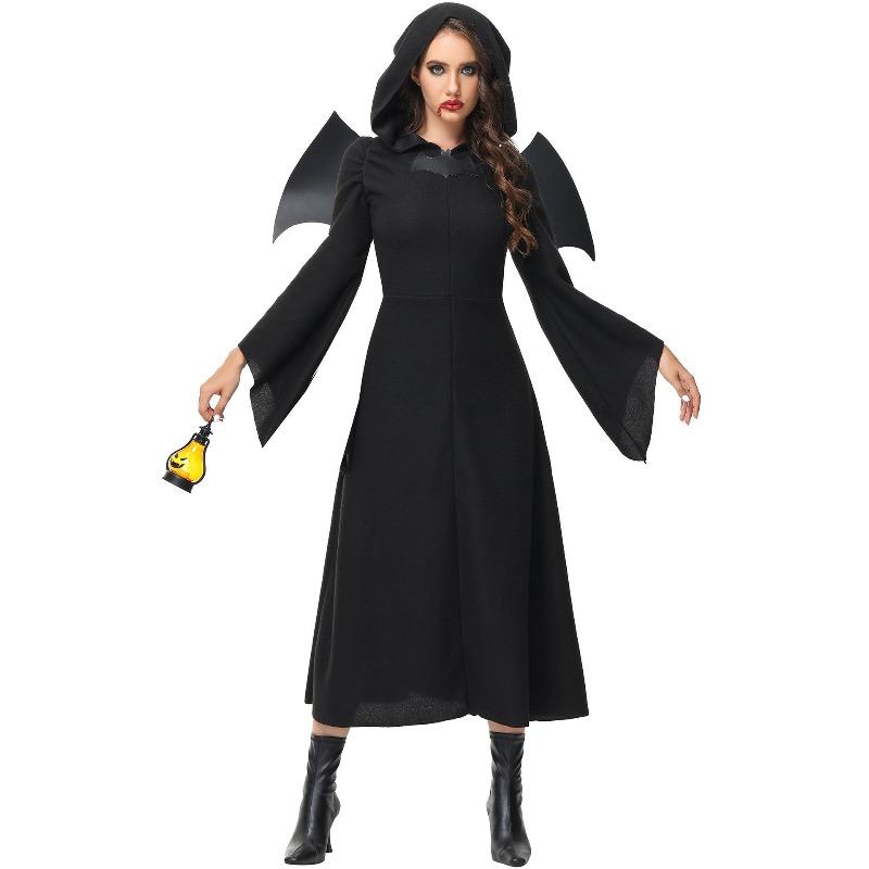 

alloween zombie witch costume, winged black angel witch costume, costume party and holy show costume XXL чорний