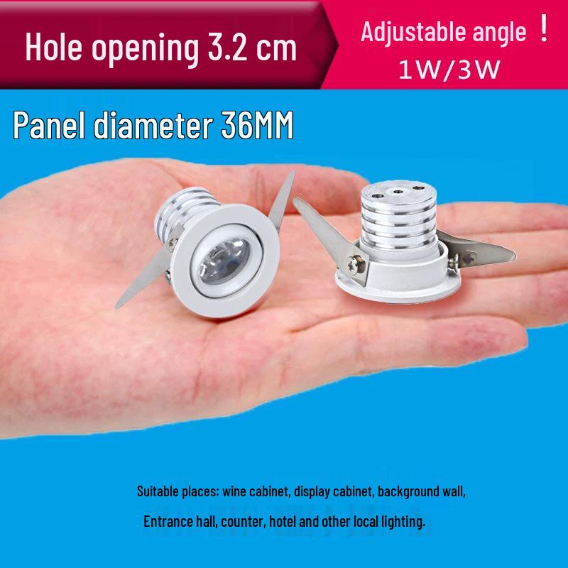 Mini LED Recessed Spotlight for Jewelry/Wine Display, 3cm-4cm Opening, Bullseye/Starry Sky Design