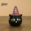 Cute Ghost Pumpkin Wizard Hat Decor Halloween Ceramic Tealight Holder Lighted Figurine with Ornament for Home Witch Hat Tiered Tray Tabletop