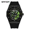 Sanda Men's Waterproof Alloy Car Wheel Design Silicone Wristwatch