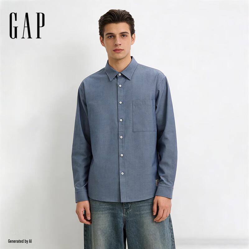 GAP Men's Loose Fit Denim Long-Sleeve Shirt