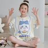 Girls Cotton Cartoon Pajama Set Short Sleeve Shorts Sleepwear Kids 8 Years