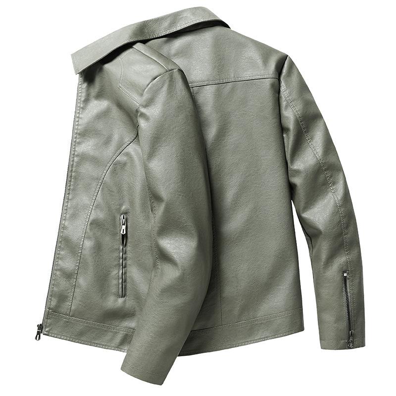 Large size casual men's leather jacket spring and autumn new popular loose and versatile trend top leather jacket jacket