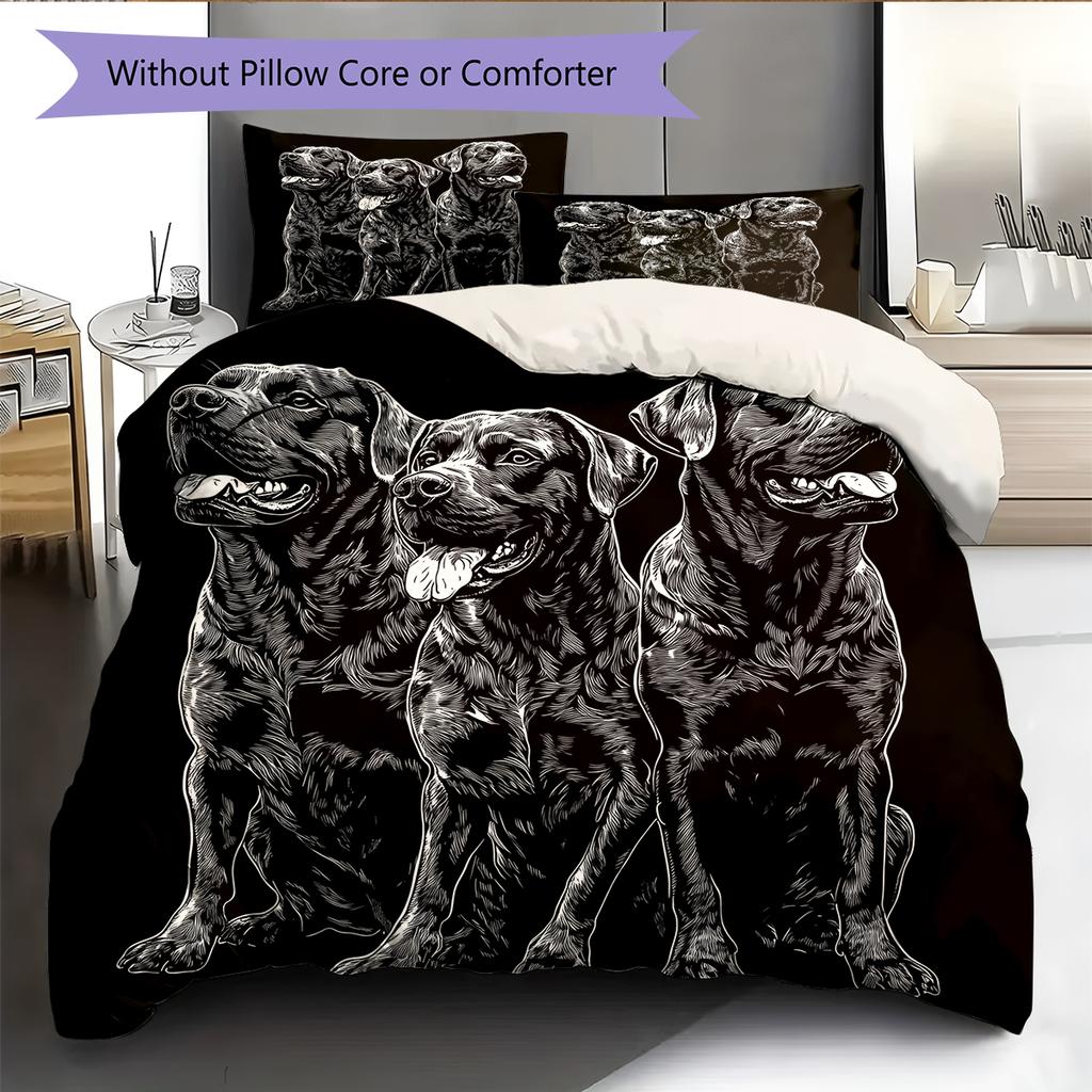 Black Rottweiler Pattern Bedding Home Decoration Birthday Gift (1 * duvet cover + 2 * pillowcase, without core)