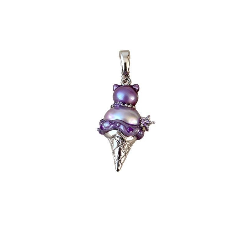 Ice Cream Necklace With Pearl Pendant For Casual Wear Perfect Gift For Teens