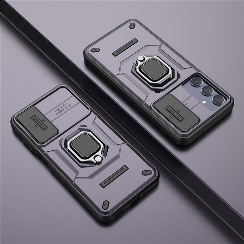 

Для Samsung Galaxy M35 Чехол Samsung M35 5G Чехол 6,6 дюйма Защита объектива Ударопрочный Сдвижное окно Магнитный держатель Бампер For M35 5G фиолетовый