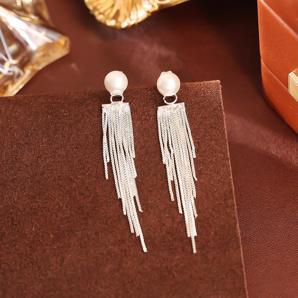 Elegant Tassel Pearl Earrings: Two-Way Wear, High-End Fashion Accessory for a Slimming Look