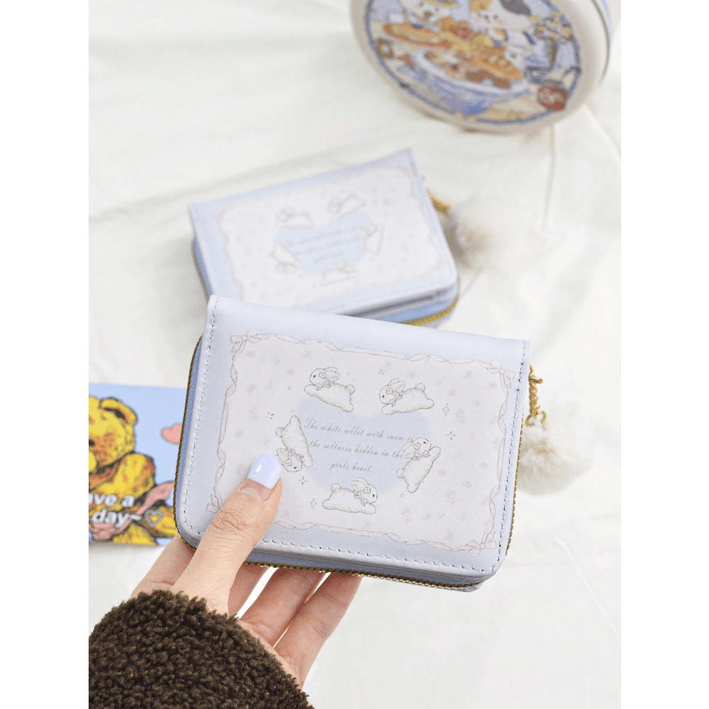 Bunny Design Women Short Trifold Zipper Wallet Business Casual Woman Card Case Gifts Essentials Items For Women Wallet Purse
