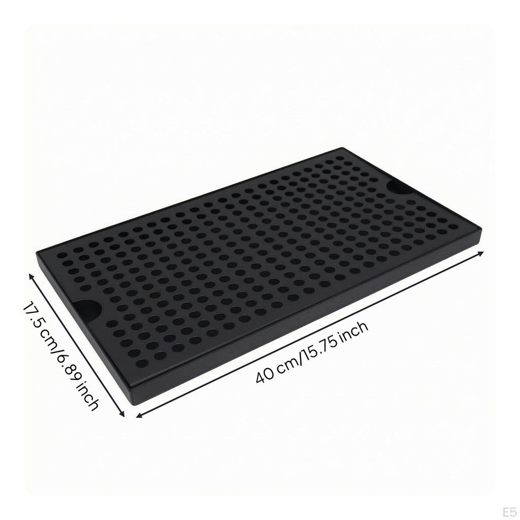 Stainless Steel Drop Tray Drainage Holes Bar Finger Grips Silver 30CM