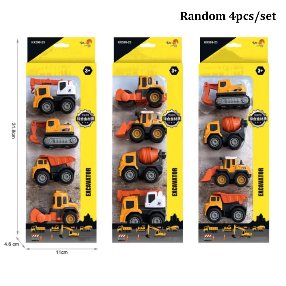 4/6pcs 2 Styles Simulation Diecast Crane Car Alloy Engineering Vehicle Toy  Children Kids Boys