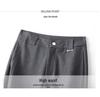 Gray High-Waisted Wide-Leg Suit Pants for Women - Spring/Autumn 2025 Trendy Casual Straight-Leg Style