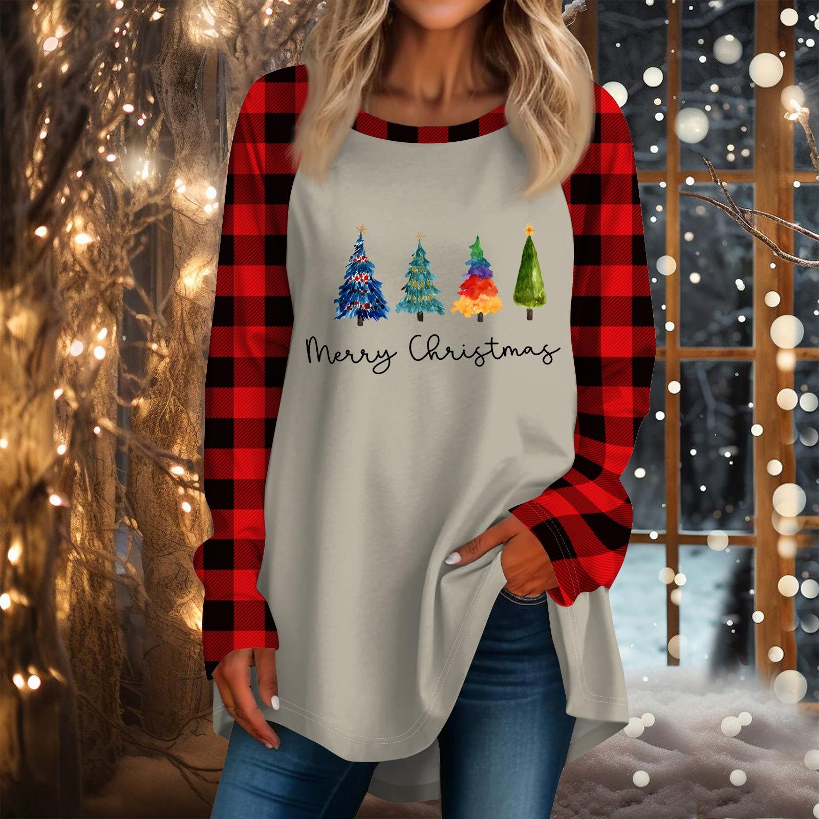 Женская повседневная футболка больших размеров с длинными рукавами и круглым вырезом — фото 3