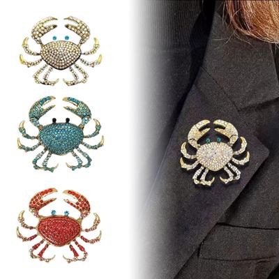 Fashion Rhinestone Crab Brooch Personalized Creative Animal Brooches Pin For Women Clothing Coat Suit Decor Accessries Gifts