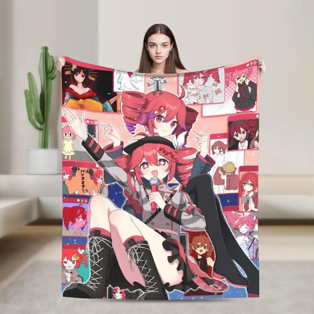 Teto Kasane Chibi Cartoon Anime Blanket Warm Novelty Plush Throw Blanket For Couch Chair Sofa Bed Flannel Bedspread Bed Cover