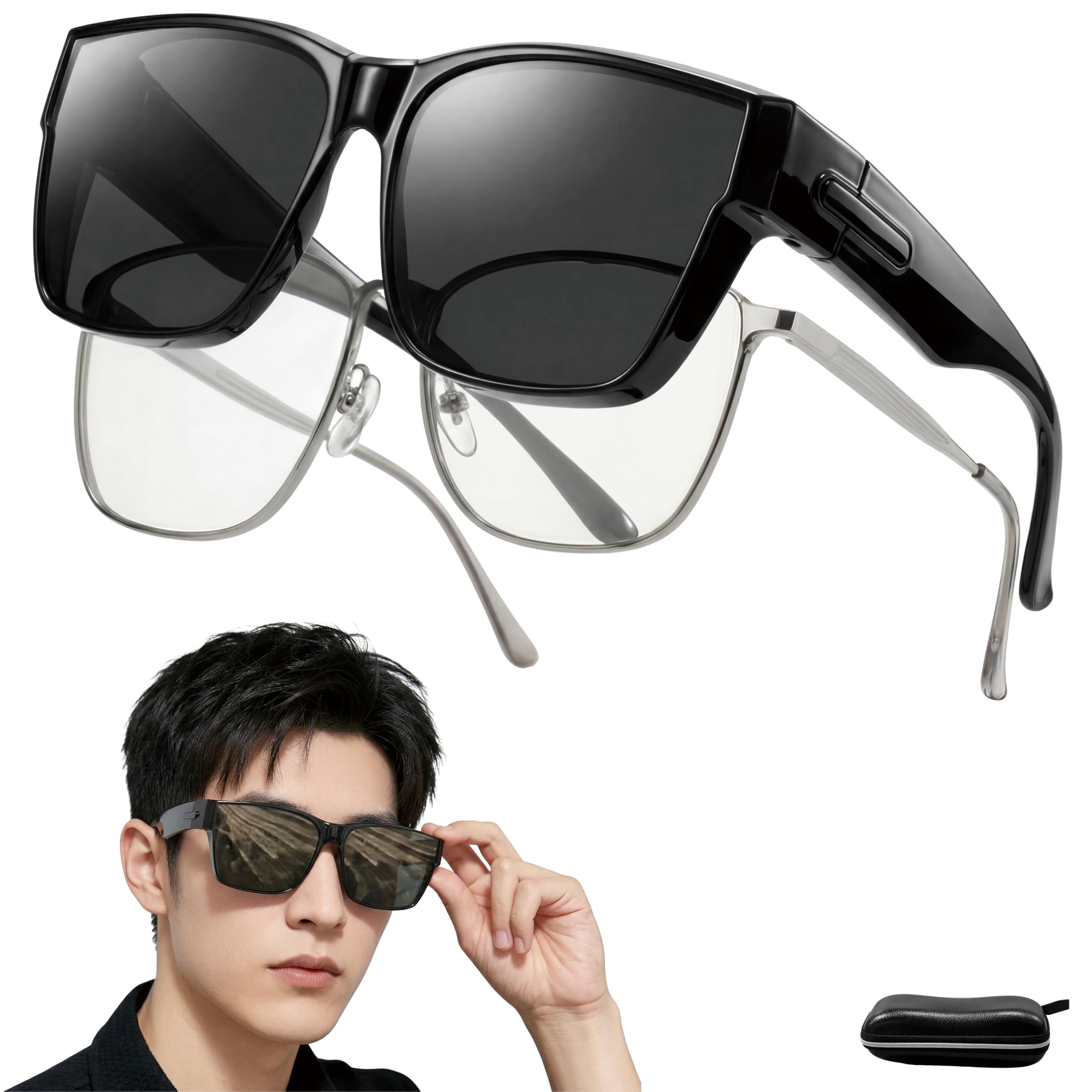 

[GOKEI] Polarized Over-Sunglasses, Wearable Over Glasses, UV Protection, Stylish, Cool, for Men, Driving, Running, Cycling, Golf, Fishing, Car,