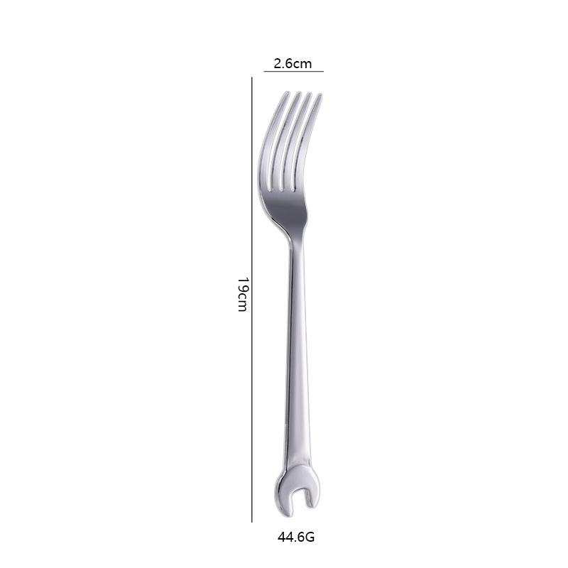Coltello Forchetta e Cucchiaio in Acciaio Inossidabile 304 Manico a Chiave Inglese Creativo Posate Occidentali Coltello da Bistecca Set Forchetta e Cucchiaio Cucchiaino per Dessert e Torta Coltello Chiave Inglese