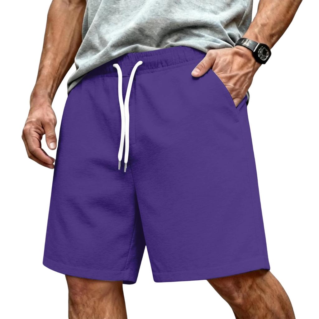 Pantaloncini da uomo basic con coulisse, vestibilità ampia, casual, sportivi, estivi, con elastico regolabile in vita e tasche laterali, per l'uso quotidiano