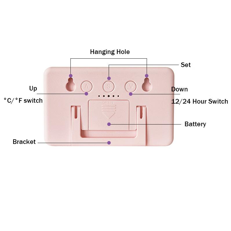 Simple LED Mini Electronic Clock Bedside Clock Snooze Alarm Clock with Temperature Calendar Display