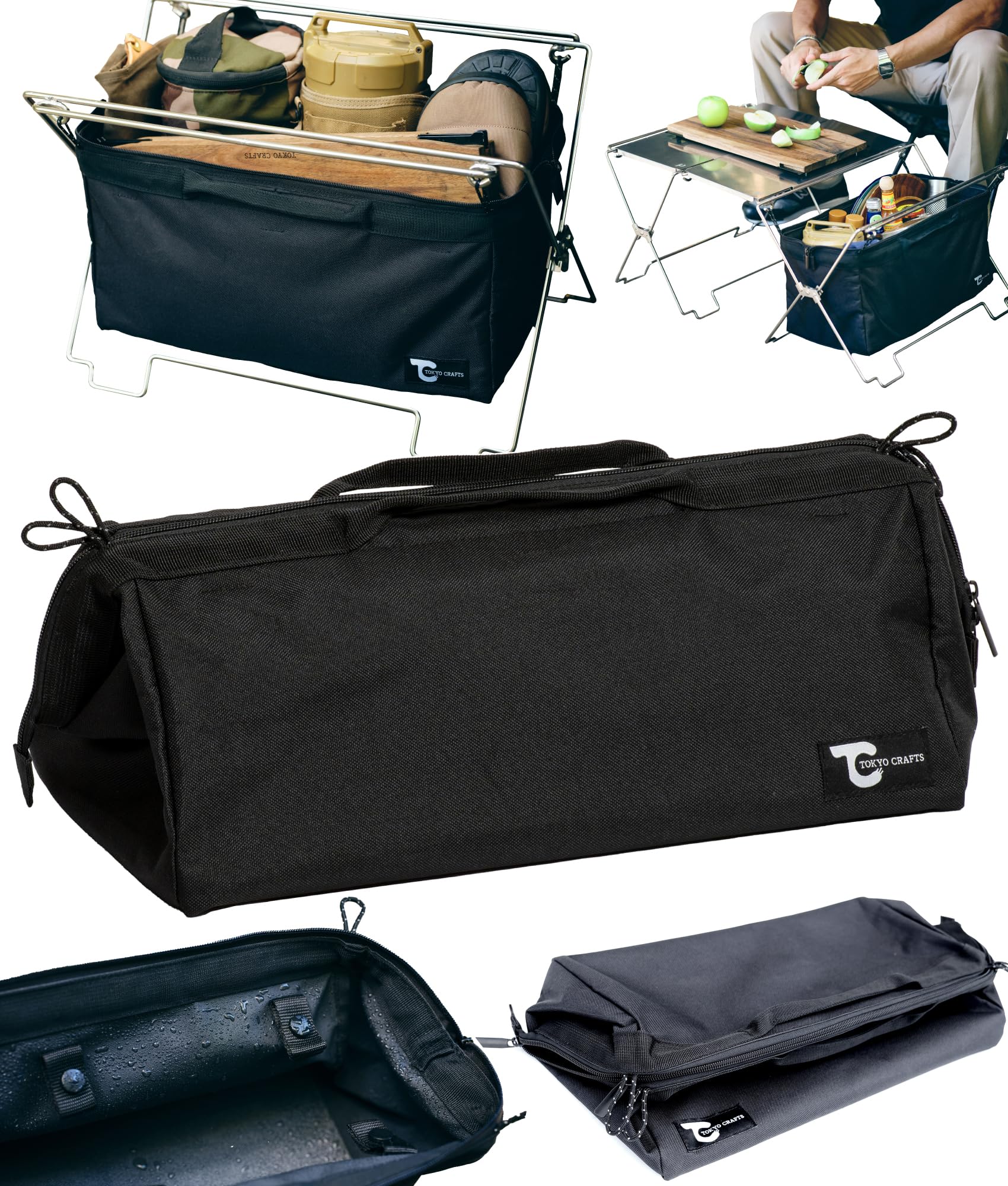 

TOKYO CRAFTS Cord Unit Stainless Stylish Interior (Multi-Bag) Campfire/Camping Table, Steel, Expandable/Customizable, Foldable,
