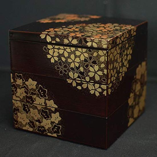bento Hanamaru Shunju Spring and Autumn 5 for lacquered with tamari Kitaichi Lacquerware Japanese-made three-tiered box, (Flower-shaped pattern),