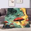 Dragonfly on Mushroom Fantasy Artwork Patterned flannel blanket perfect for the bedroom living room, sofa, or a little nap