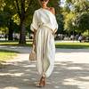 Damen 2-teilige Outfits Kurzarm Off-Shoulder Pullover Oberteil und Lockere Haremshosen Set Sommerurlaub Loungewear Sets