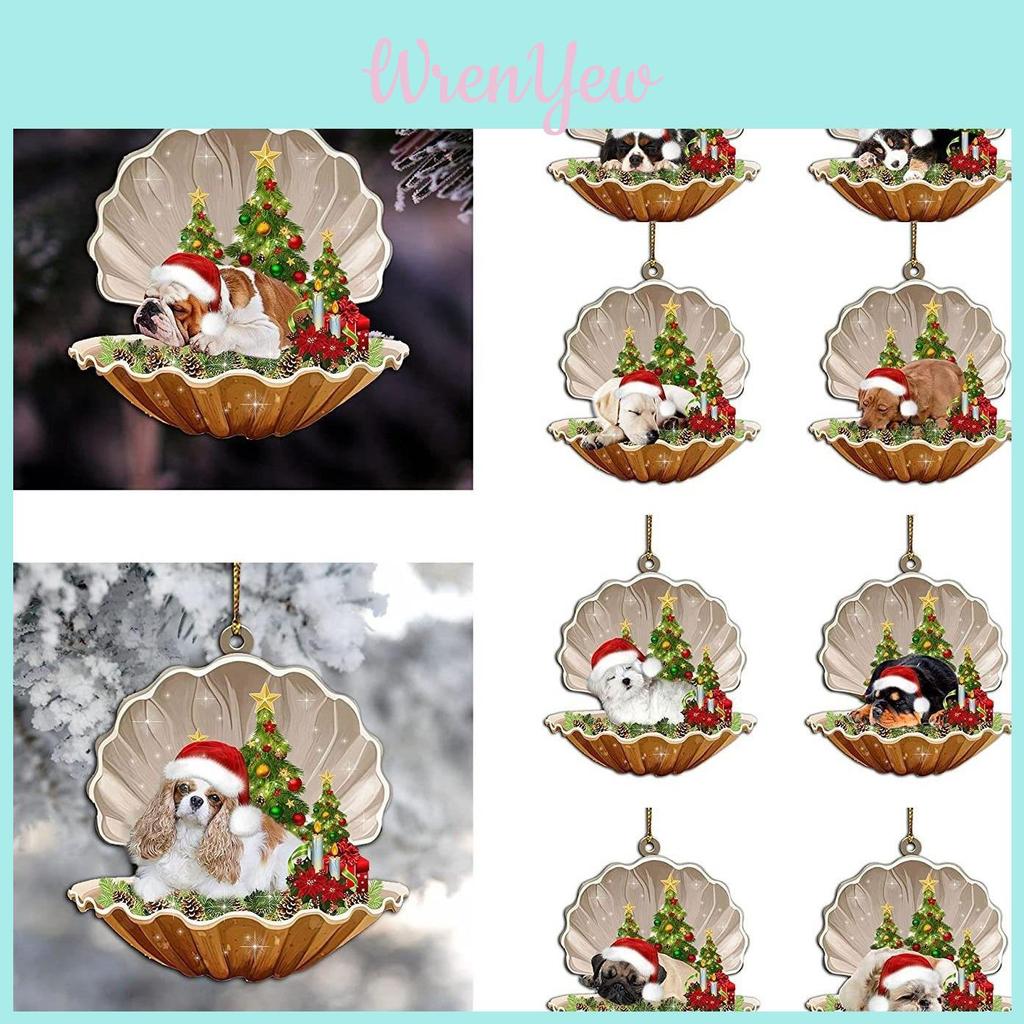 Adorable Acrylic Shell Dog Car Hanging Ornament For Festive Christmas Tree Decor