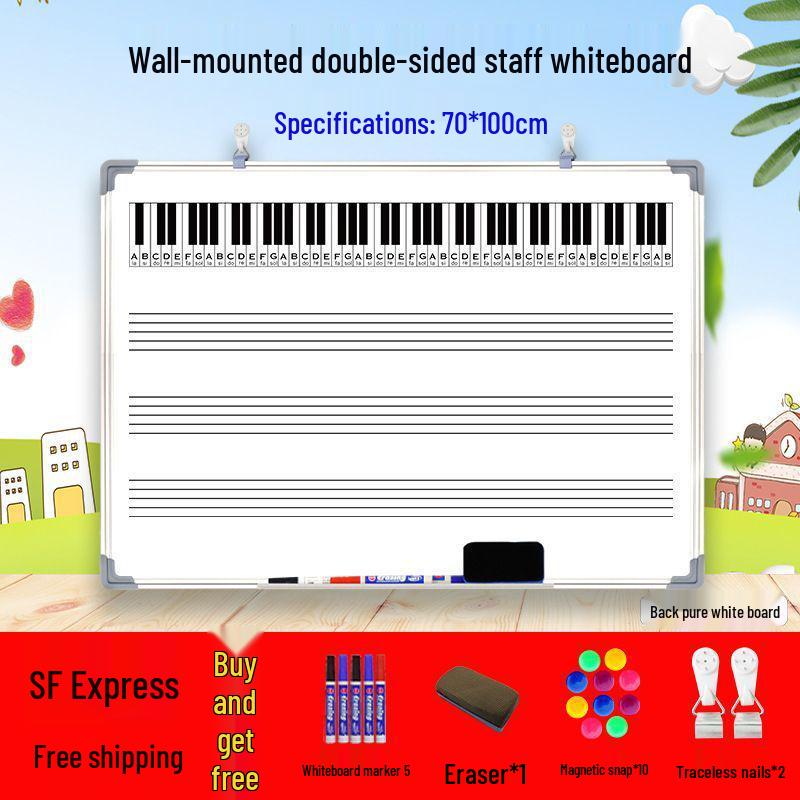 Dual-Sided Magnetic Music Staff Whiteboard - Wall-Mounted Teaching & Training Board