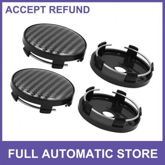 4Pcs 60mm Dia 5 Clips Car Wheel Tyre Center Hub Caps Cover w/ Sticker