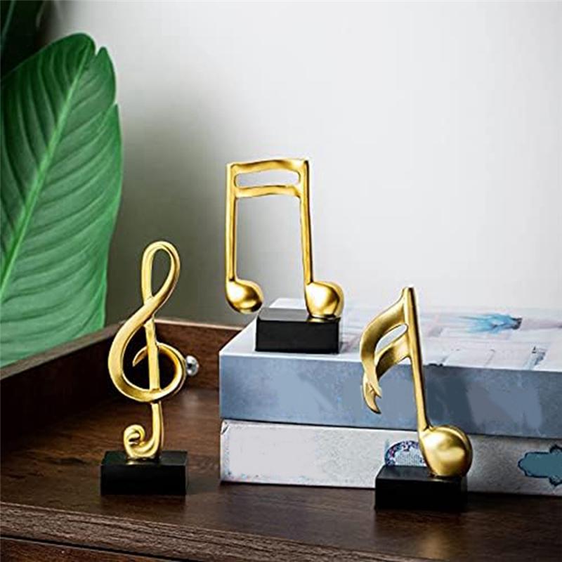 3PCS Music Note Decor Musical Sculpture Statue Resin Music Note Figurine For Home Piano Gifts Resin Ornaments