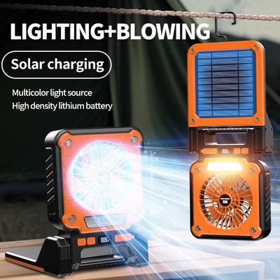 Outdoor Solar Fan Light 8 Hours Battery Foldable Tent Lantern Portable Multifunctional Camping Light Cross Border New Solar Camping Fan