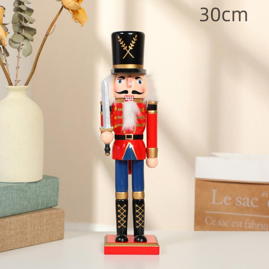 30CM Wooden Nutcracker Ornament for Christmas - Creative Home Decor