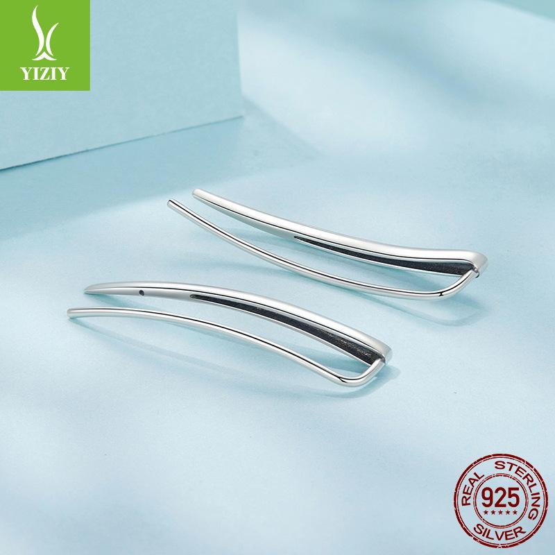 Personalized Long Ear Stud Earrings, Simple And High-End Royal Sister Style S925 Sterling Silver Stud Earrings.