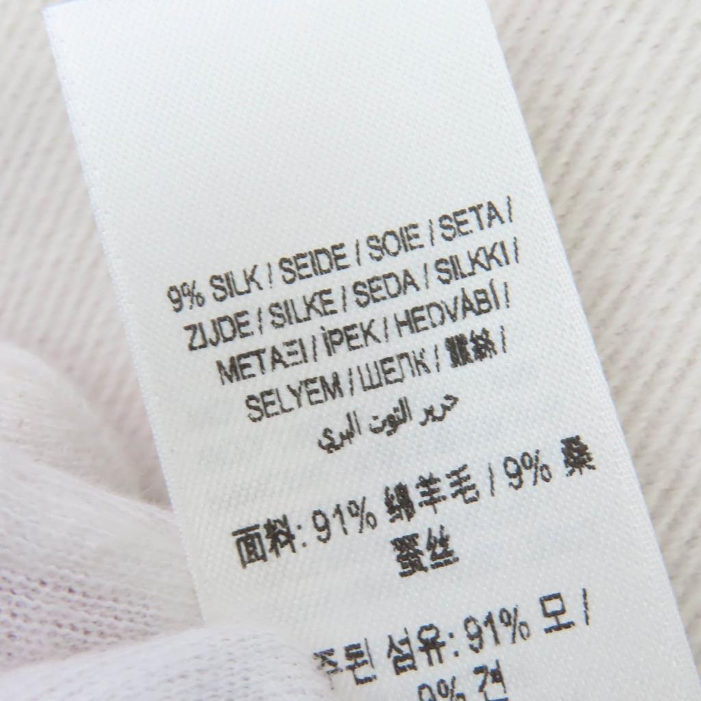 Great BURBERRY Scarf Fringed logo Ivory purple wool Women Used