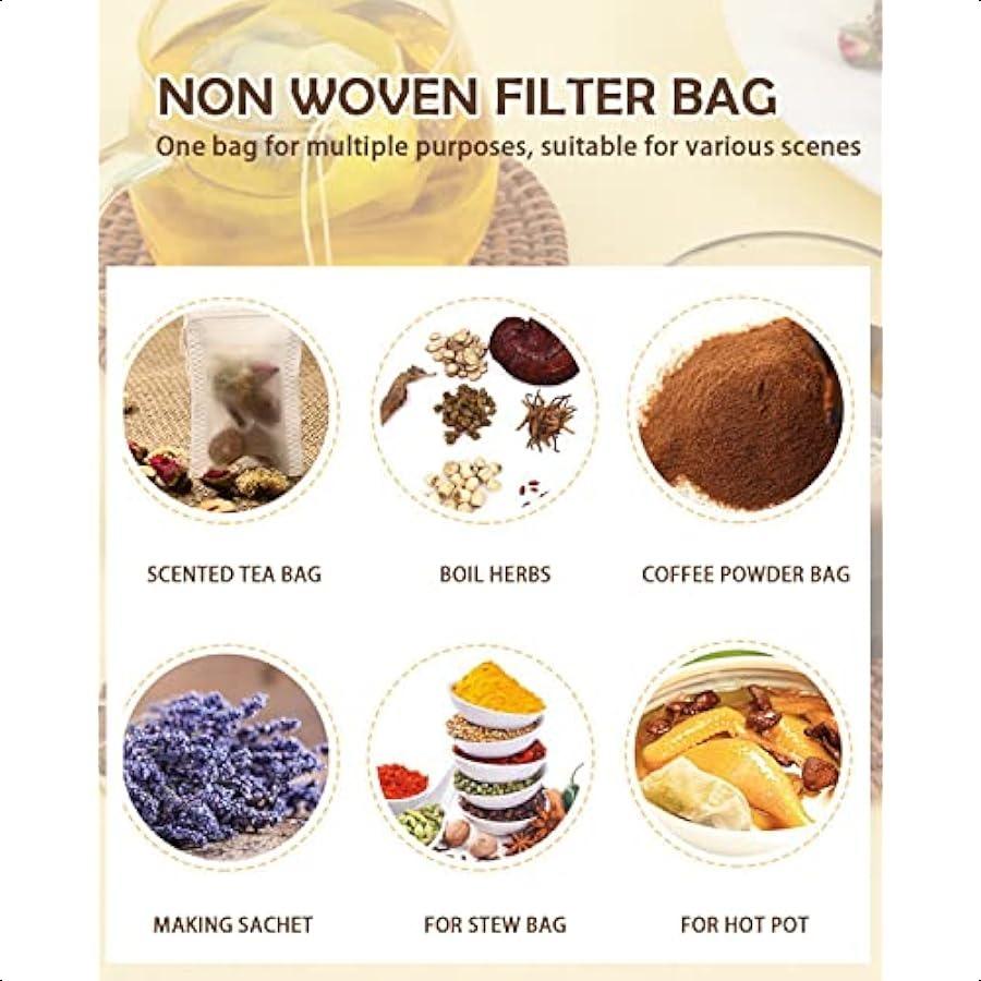 200pcs Disposable Tea Bags for Loose Leaf Tea Tea Filter Bags with Free Tea Spoon for Loose Tea Loose Leaf Tea Coffee Spice Her