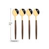 Brown Gold Stainless Steel Dinnerware Set with Imitation Wooden Handle - 4/16 Piece Cutlery Set including Knife, Spoon, Fork