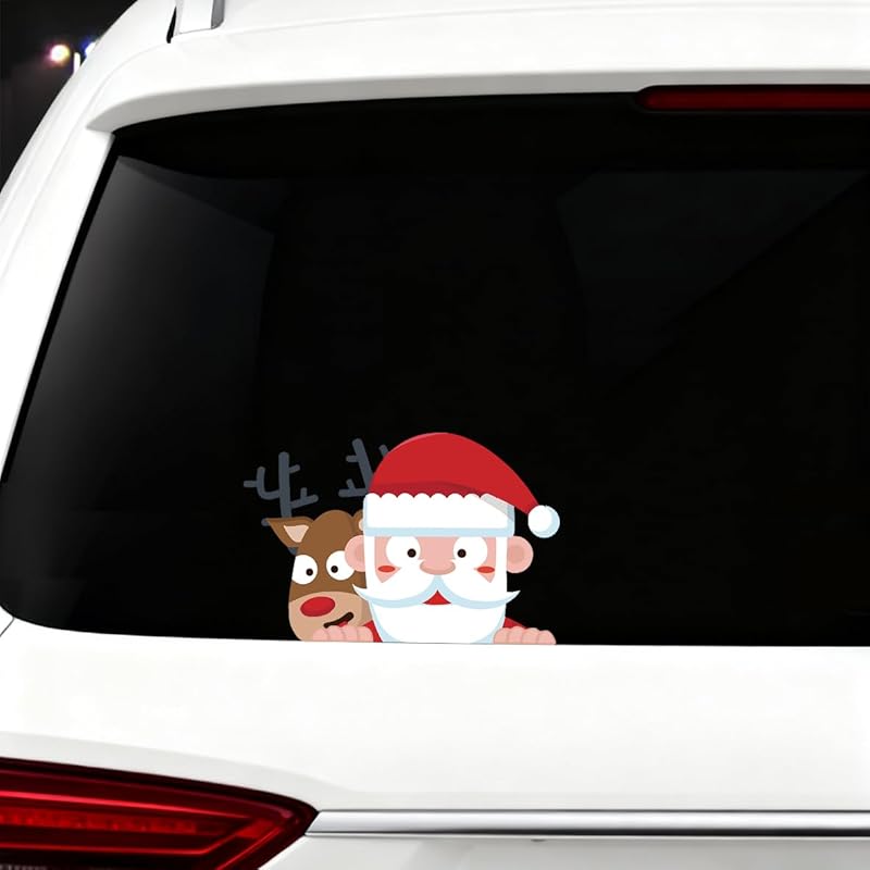 Christmas Decor Elf Peeking Sticker, Car Window Decals Vinyl Waterproof Stickers for Cars Truck SUV Laptop Bumper Car Stickers and Decals (Elf)